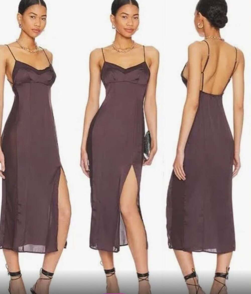 Intimately Free People City Cool Midi Slip Dress Chocolate Merlot